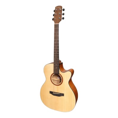 Martinez 'Natural Series' Solid Spruce Top Acoustic-Electric Small Body Cutaway Guitar (Open Pore) for sale