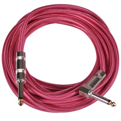 Seismic Audio - 3 Pack of 20 Foot Pink Woven Cloth Guitar/Instrument Cables image 2