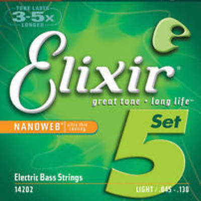 Elixir 14202 Nanoweb coated 5 string bass guitar set 45-130 image 4
