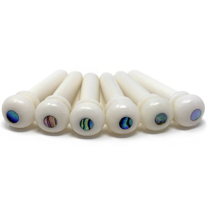 Crosby Unslotted Pure Bone Bridge Pins with Abalone Dot Inlay Reverb