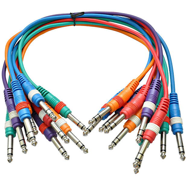 Seismic Audio SASPC1.5n 1/4" TRS Male Multi-ColoRED Patch Cables - 18" (10-Pack) image 1