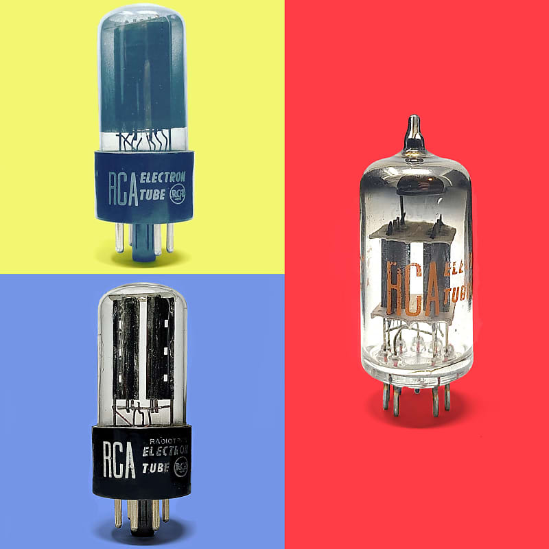NOS RCA Silverface Champ Retube Set (12AX7A Short Plate NOS RCA Silverface Champ Retube Set (12AX7A Short Plate