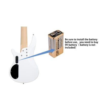 Glarry 44 Inch GIB 6 String H-H Pickup Laurel Wood Fingerboard Electric Bass Guitar with Bag and other Accessories White image 6
