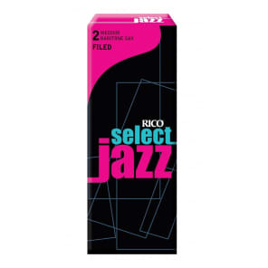 Rico RSF05BSX2M Select Jazz Baritone Saxophone Reeds, Filed - Strength 2 Medium (5-Pack)