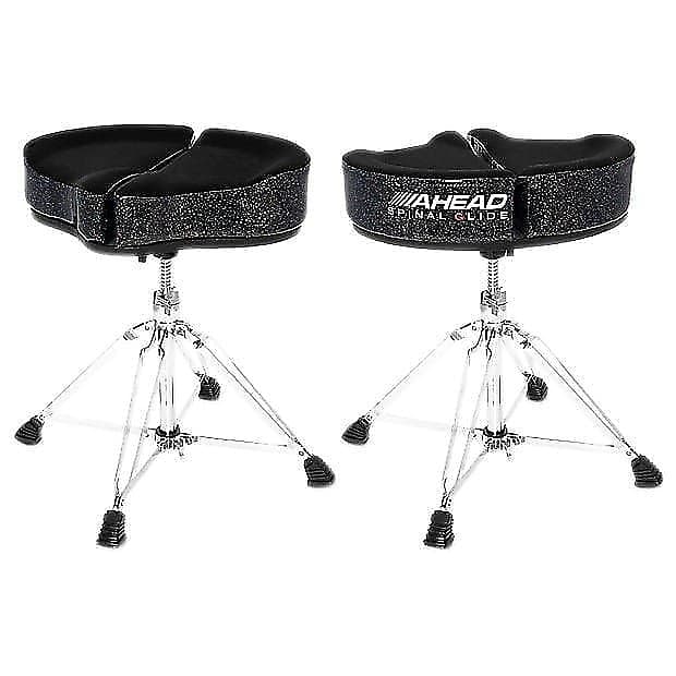 Ahead SPG-BS Spinal-G Saddle Drum Throne in Black Cloth Top & Black Sparkle Sides w/ 4 Legged Base image 1