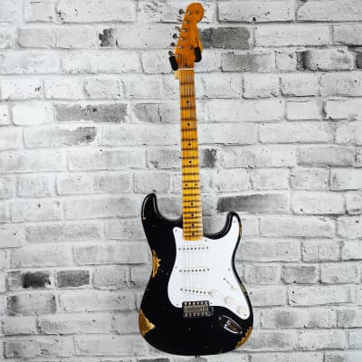 Fender Custom Shop Limited Edition Fat 1954 Stratocaster Relic with Closet Classic Hardware, 1-Piece Quartersawn Maple Neck Fingerboard, Aged Black for sale