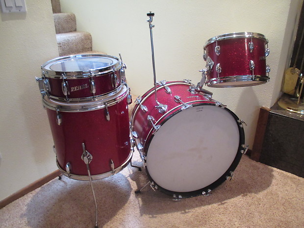 Pearl Vintage Red Sparkle Pearl Drum Kit, Made In Japan