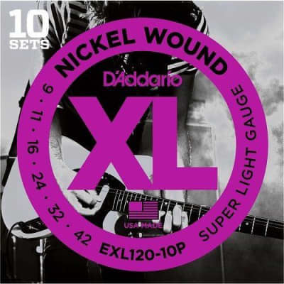 D Addario EXL120 10P Nickel Wound Electric Guitar Strings Super