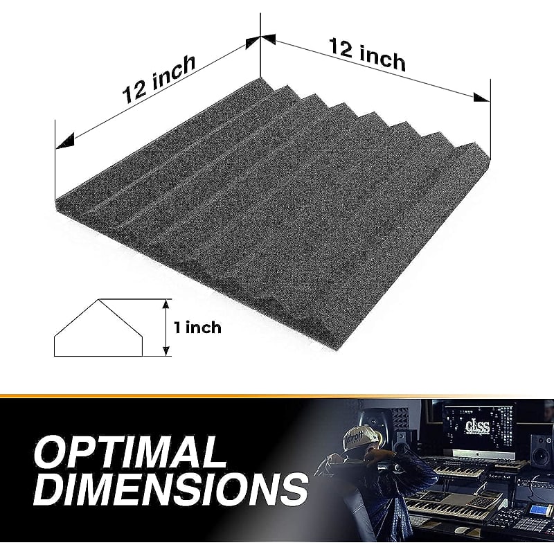 52 Pack Acoustic Panels 1 X 12 X 12 Inches - Acoustic Foam - High Density-  Soundproof Studio Wedges - Charcoal