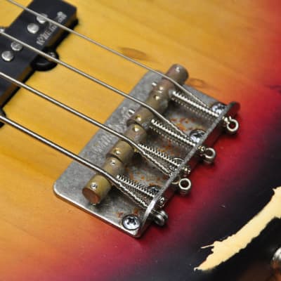 Vintage VJ74 Icon Fretless Bass - Sunset Sunburst image 6