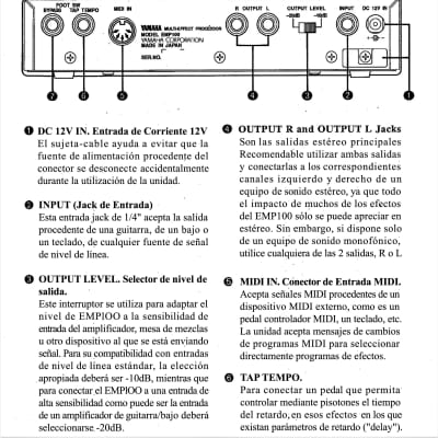 PROCESADOR DE EFECTOS DE AUDIO YAMAHA: Pitch, Chorus, Flange, Symphonic,  Delay, Reverb, Early Reflection.