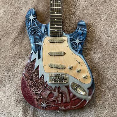 Skull and Roses Carved Woodruff Brothers Guitars - Enamel & Satin Lacquer image 11