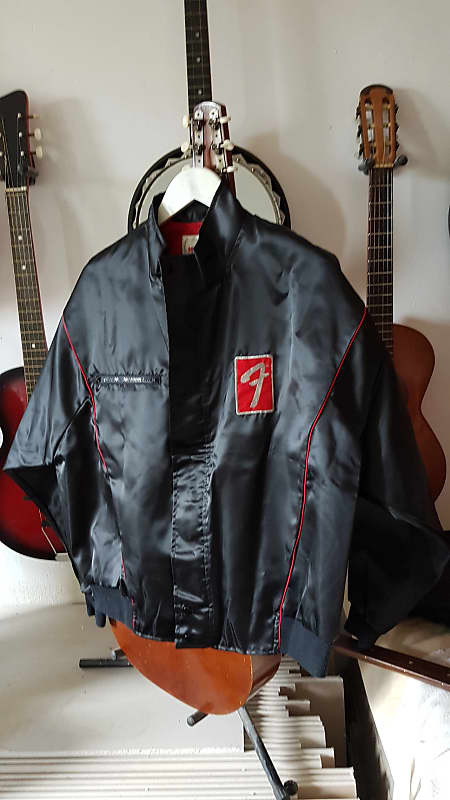 VERY RARE! Fender USA Employee Jacket 80s Black Red Metallic Silver NOS  Size XL