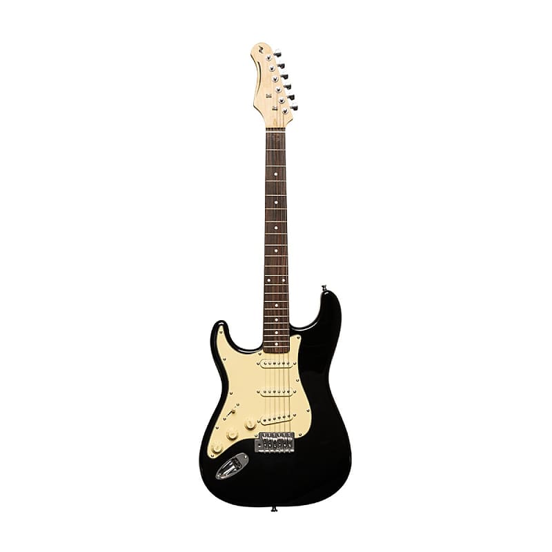 Stagg Left-Handed Electric Guitar - Brilliant Black - SES-30 BK LH image 1