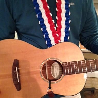 Red white and outlet blue guitar strap