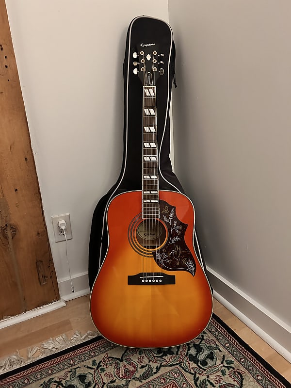 Epiphone Hummingbird Pro Acoustic/Electric Guitar 2010s - Faded Cherry  Sunburst