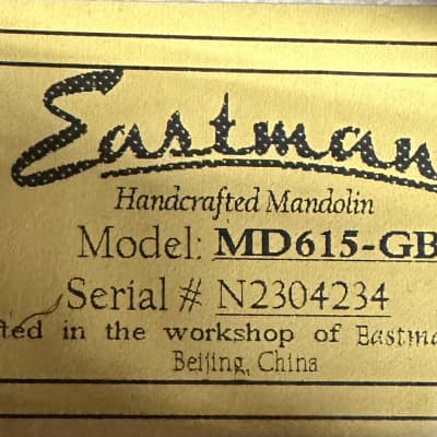 Eastman MD615-GB F-Style, F-Hole Mandolin in GoldBurst w/ Case, Pro Setup #4234 image 8