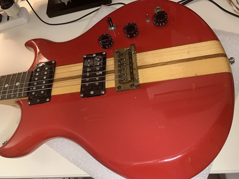 Azumi 1970's Japanese electric guitar ULTRA RARE RED VINTAGE unique layout 1970 image 1