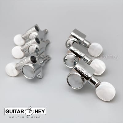 NEW Grover Rotomatic 3x3 Tuners OVAL PEARLOID Keys Fits Gibson® 102CK  - CHROME image 2