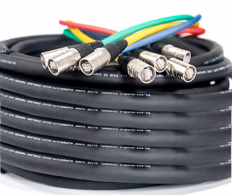 Elite Core SUPERCAT6-QUAD-FAN-250 Shielded Quad CAT6 Cable with 2' Fantails on each end. Terminated with Tactical Ethernet. image 1