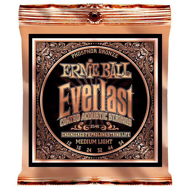 Ernie Ball 2546 Everlast Phosphor Bronze Medium Light Acoustic Guitar Strings (12-54) image 1
