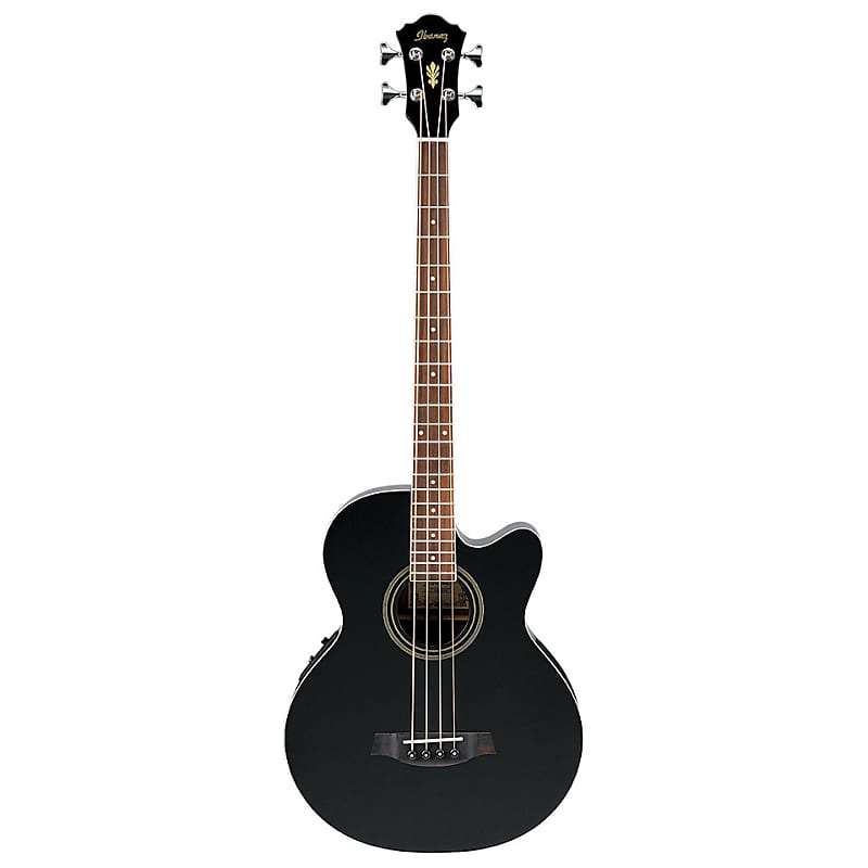 Ibanez AEB8E-BK Acoustic 4-String Bass with Electronics Black image 1