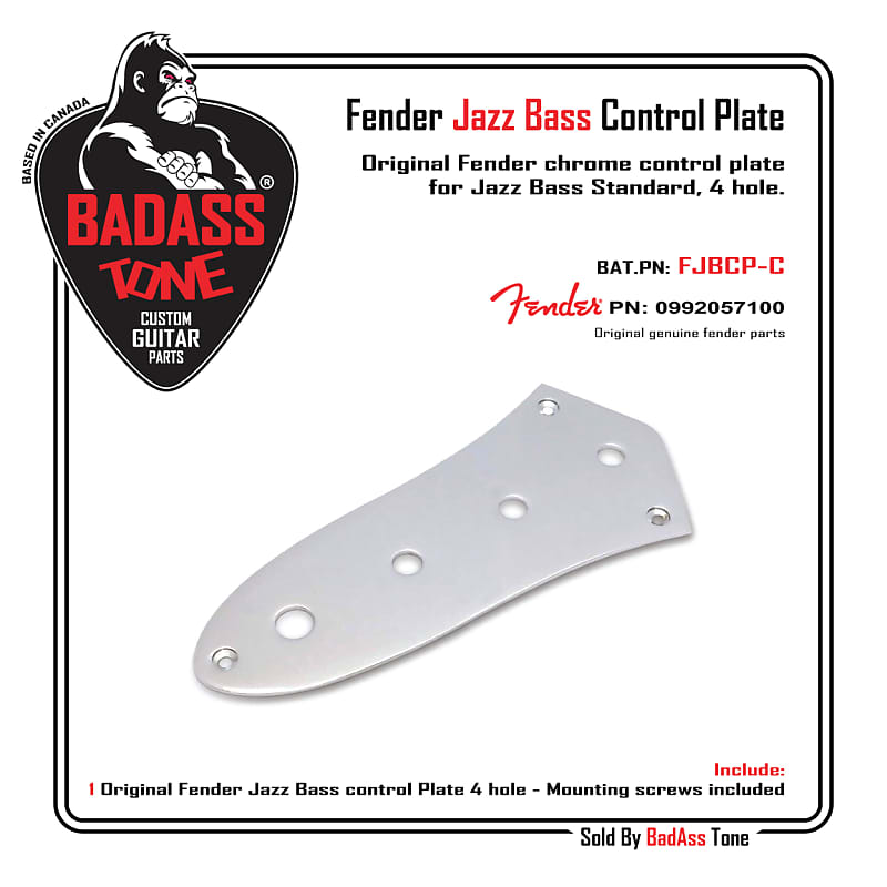 Fender Original Jazz Bass Control Plate, 4-Hole (Chrome) 0992057100 image 1