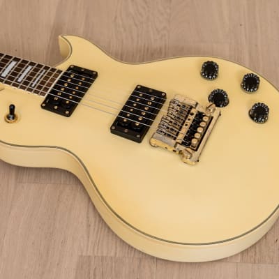 1990 Aria Pro II PE-Deluxe KV Vintage Electric Guitar w/ Gold Kahler, Ivory, Japan image 10