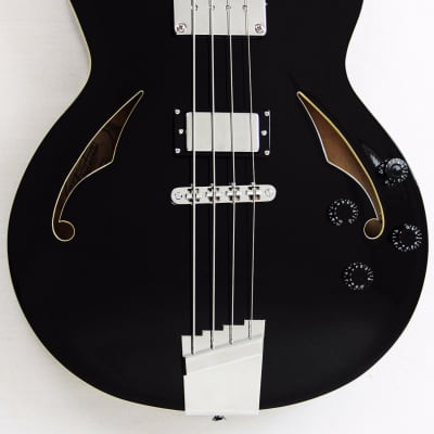 Italia Torino Semi-Hollow Bass Guitar in Black w/Softcase image 2