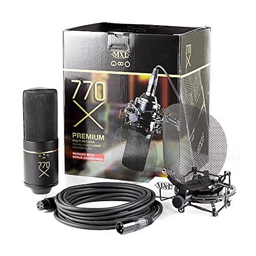 MXL Mics Multi-Pattern Condenser Microphone, XLR Connector, Black & Gold (770X) image 1