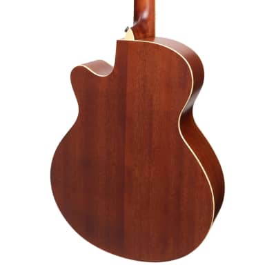 Saga '700 Series' Solid Spruce Top Acoustic-Electric Small-Body Cutaway Guitar | Natural Satin image 5
