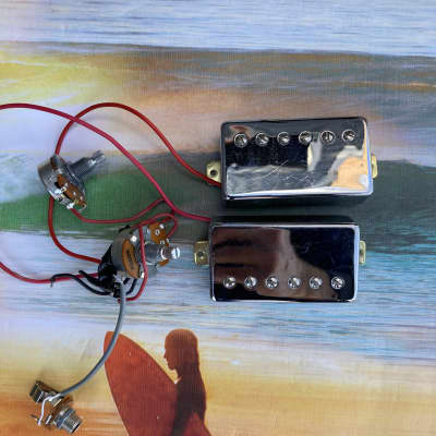 Epiphone  Ibanez  Humbucker pickup Pair HH single conductor Set electric guitar parts - Chrome project image 1