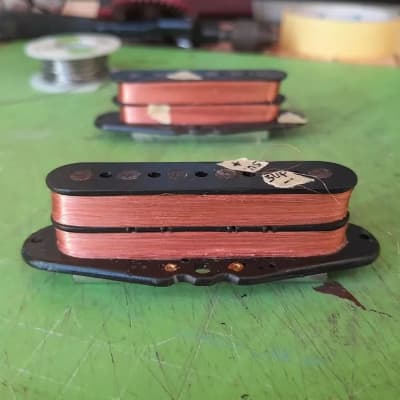 Handmade prewired SSS NEODYMIUM Stacked coils PU's Strat pickguard with HB split on N&B, volume TR BL and mid PU cutoff switch image 2