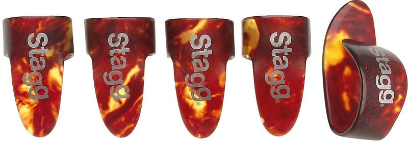 Stagg FPS-L Large Size Set of 1 Thumb and 4 Finger Picks, Tortoise Shell Color image 1