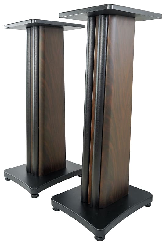 (2) Rockville SS28D Dark Wood Grain 28" Speaker Stands Fits Reverb