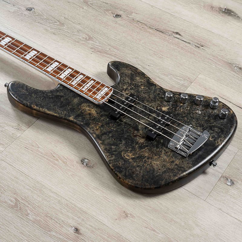 Mint Mayones Jabba Custom BB 4 Bass, Buckeye Burl Master Grade, Antique Black Satine image 1