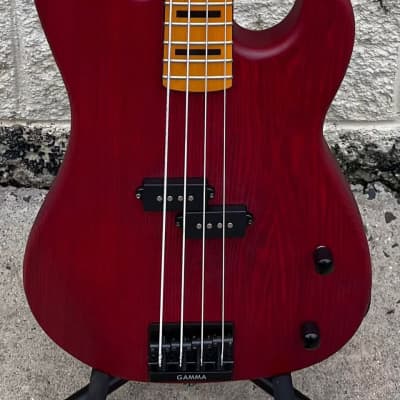 GAMMA Custom Bass Guitar P22-02, Alpha Model, Transparent Valencia Red Ash image 2