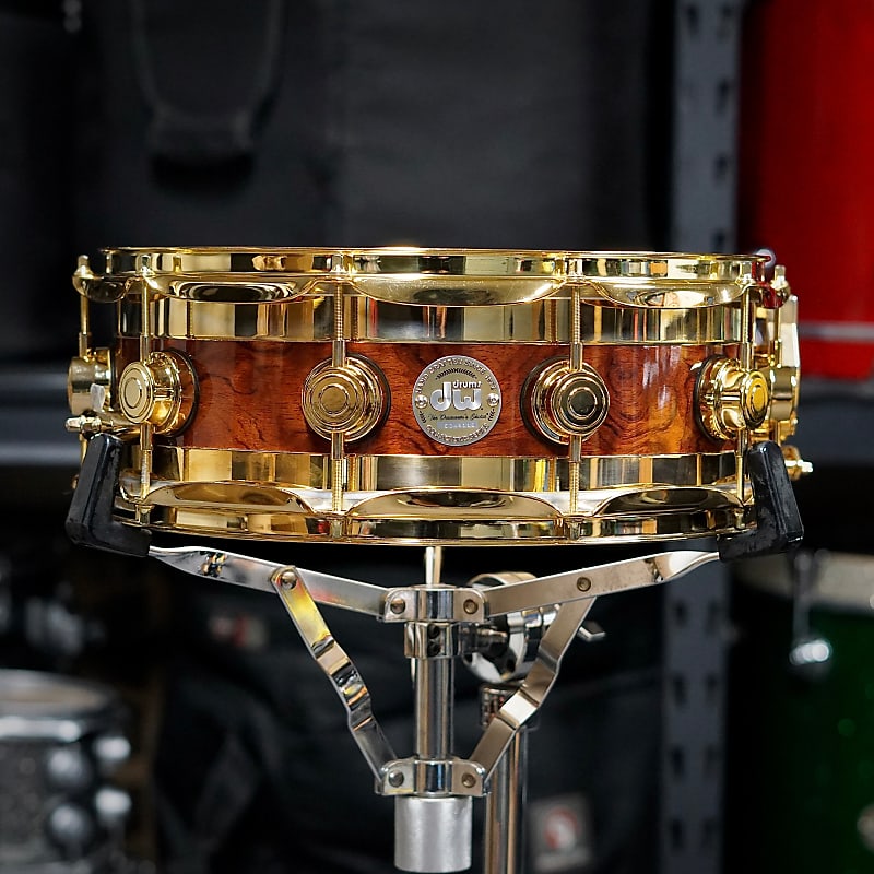 DW Collector's Exotic Series Edge Snare Drum - Private Reserve Waterfall  Bubinga 24k Gold Hardware- 14