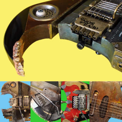 Custom apocalypse mad max style steampunk guitar (made to order) - see photos for examples image 7