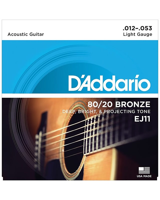 D'Addario EJ11 Light 80/20 Bronze Acoustic Strings - .012-.053 image 1
