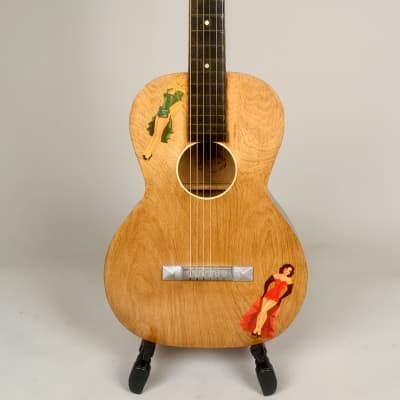 1920's-30's Oahu Hawaiian Square Neck Slide Parlor Acoustic Guitar Cleveland Made w/Girlies image 16