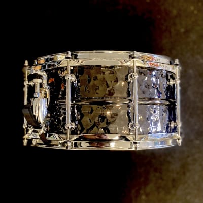 Dixon Artisan Gregg Bissonette 14" x 6.5" Signature Hammered Brass Snare Drum - Used for Clinic image 4