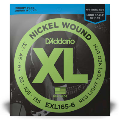 D'Addario EXL165-6 Nickel Wound Custom Light Long Scale Strings for 6-String Bass (32-135) image 2