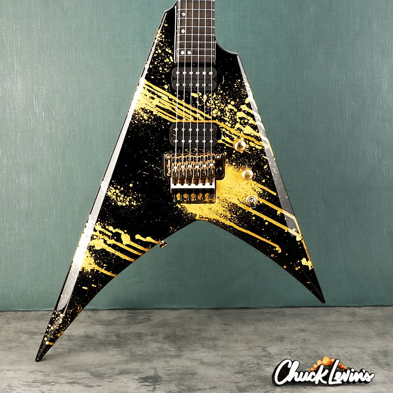 ESP USA V-II FR Electric Guitar - Gold Splatter ESP USA V-II FR Electric Guitar - Gold Splatter