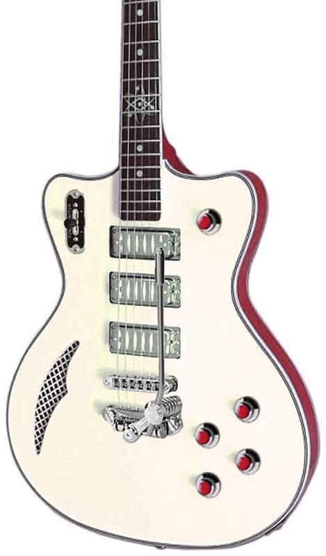 Eastwood Bill Nelson Astroluxe Cadet DLX D Vintage Cream and Fiesta Red image 1