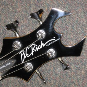 B.C. Rich Platinum Series Warlock Widow Headstock  Black Bass image 4