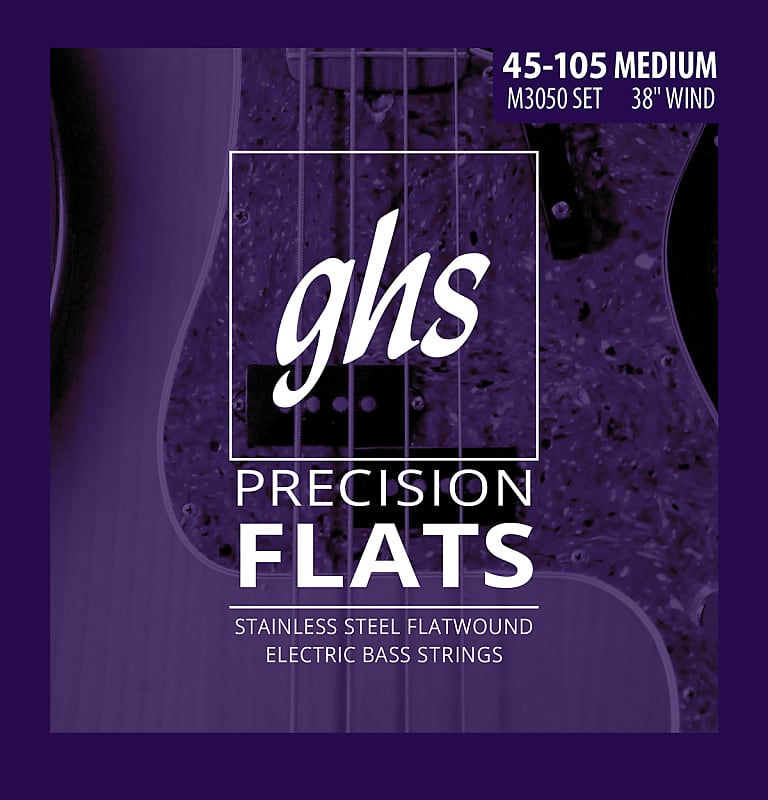 1 Set GHS Bass Guitar Strings M3050  4-String Precision Flats, Stainless Steel Flat Wound , 45-105 image 1