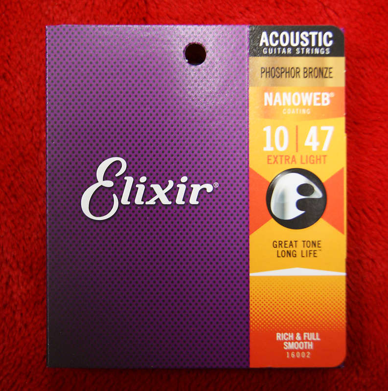 Elixir 16002  Nanoweb coated 10-47 phosphor bronze acoustic guitar strings extra light image 1