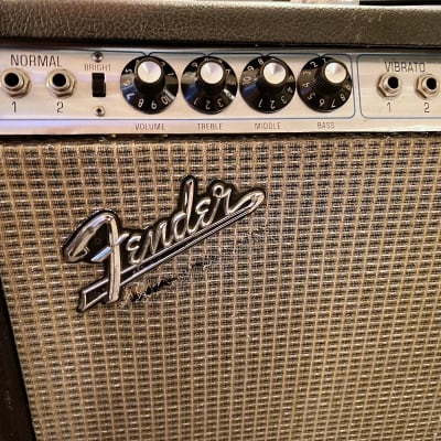 Vintage early 70s Fender Twin Reverb silverface guitar amplifier image 2