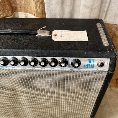 1974 Fender Twin Reverb 2x12" Guitar Tube Amplifier - Silverface w/ Black Panel Mod image 12